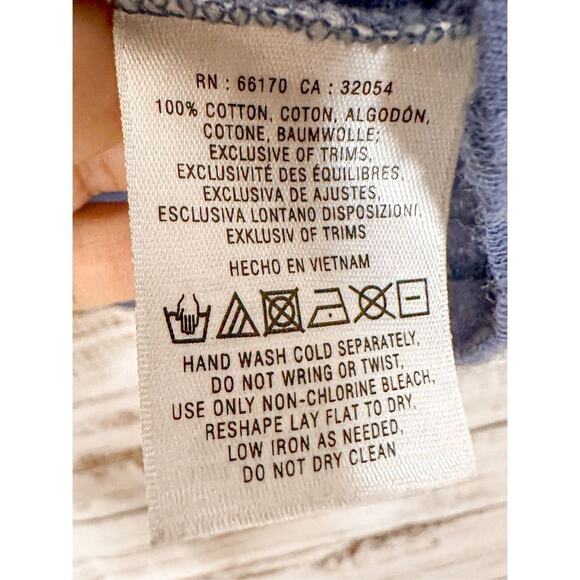 Deletta Women's Cotton Sleeveless Ruffle Front V Neck Tank Top Blue Gray Small - Picture 6 of 10